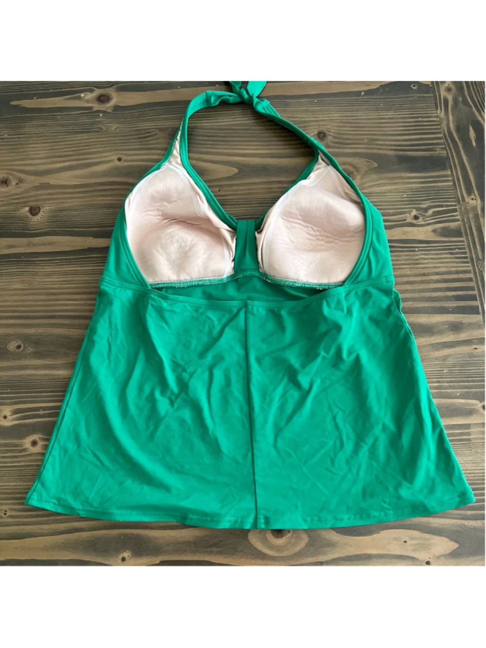 Lands' End Tankini Swimsuit Womens 14 Green Halter 2 Piece Set